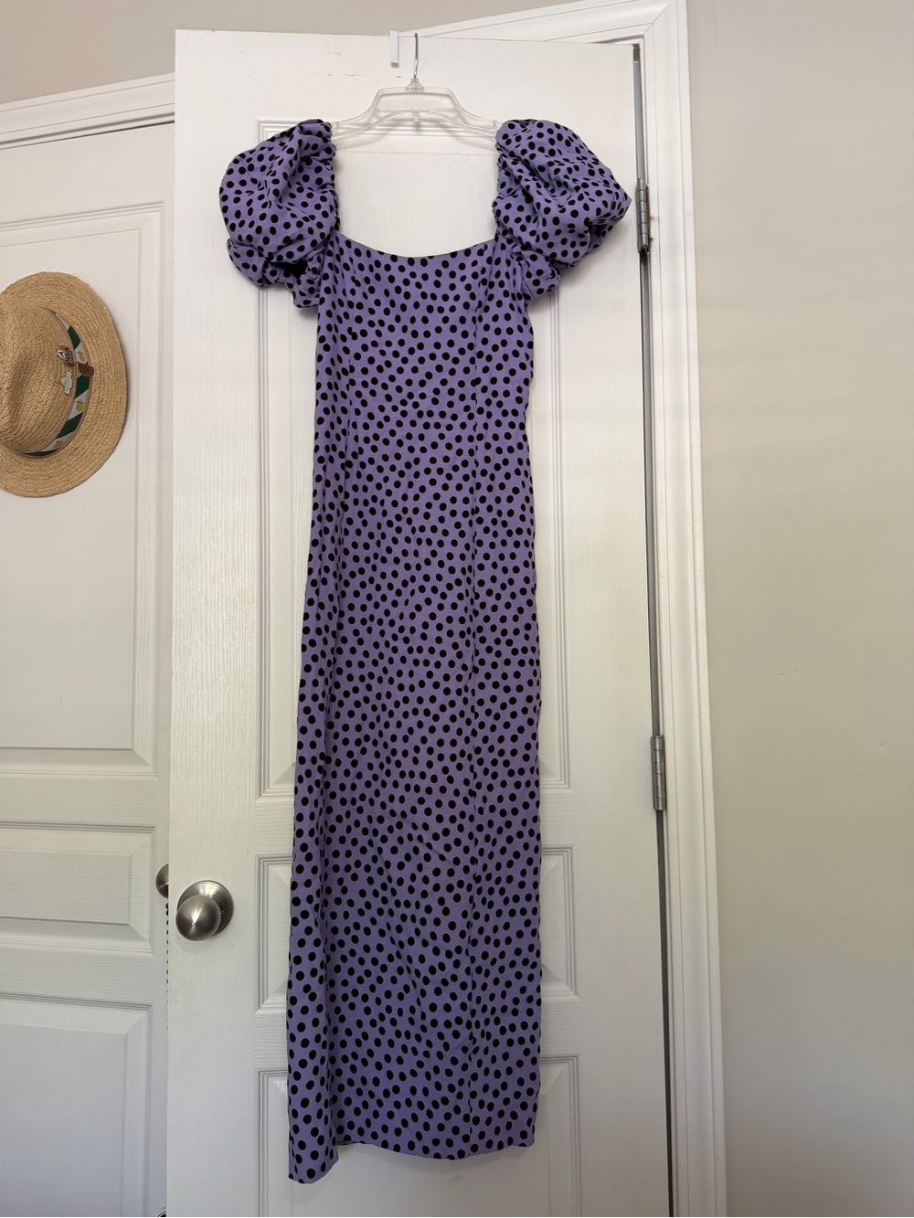 Zara purple dress with black polka dots, size XS